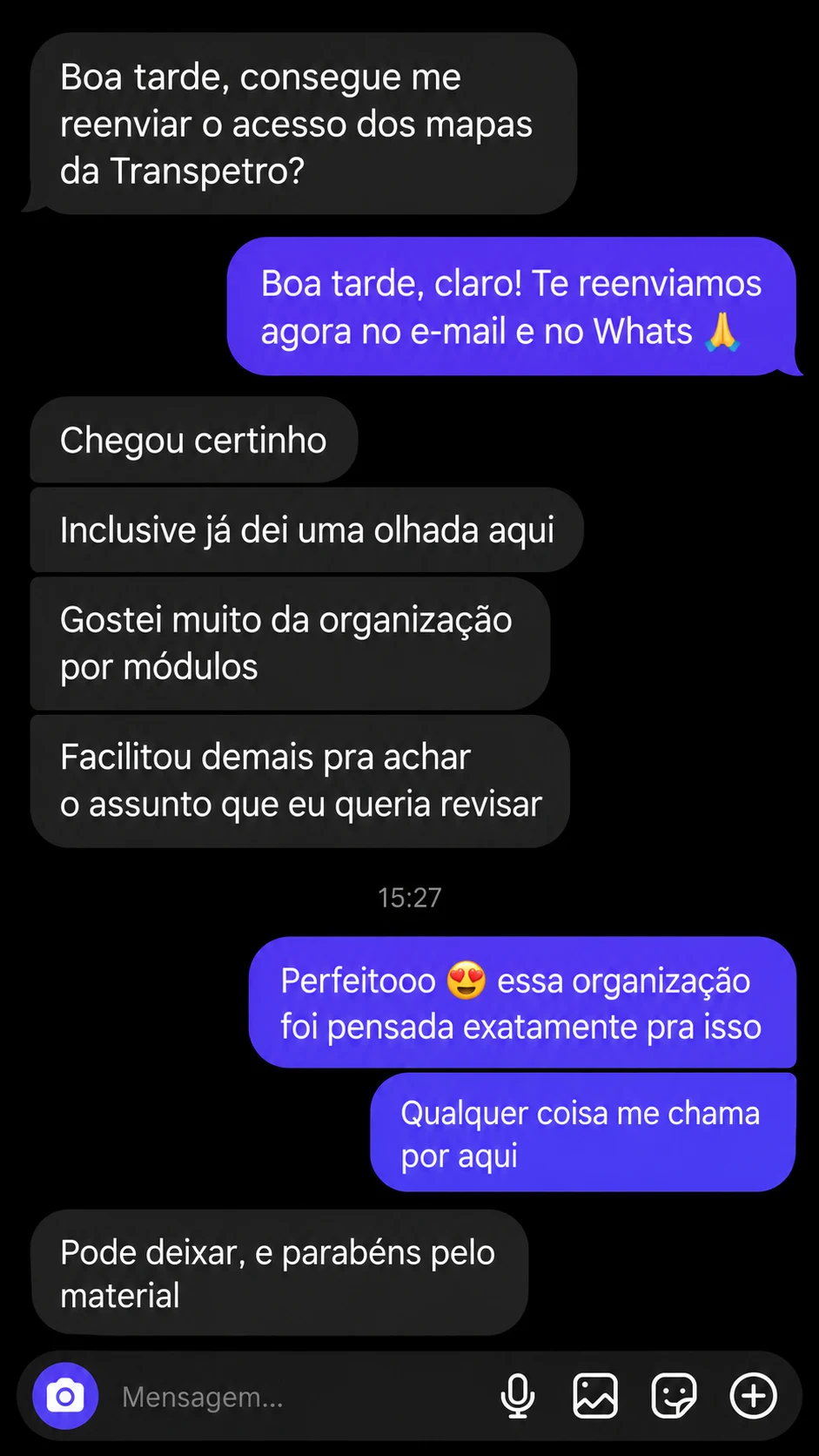 Avaliação sobre a organização dos mapas por módulos